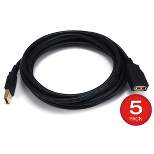 Monoprice USB Type-A to USB Type-A Female 2.0 Extension Cable - 10 Feet - Black (5 Pack) 28/24AWG, Gold Plated Connectors