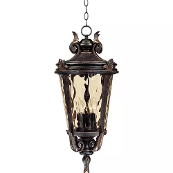 John Timberland Traditional Outdoor Light Hanging Veranda Bronze Scroll 26 1/4" Champagne Water Glass Damp Rated for Porch Patio