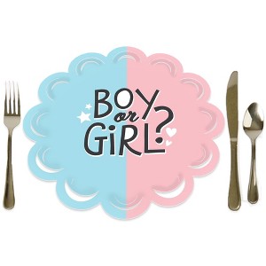 Big Dot of Happiness Baby Gender Reveal - Team Boy or Girl Party Round Table Decorations - Paper Chargers - Place Setting For 12 - 1 of 4