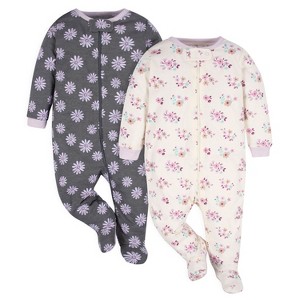 Gerber Baby Girls' Long Sleep Sleep 'N Plays, 2-Pack - 1 of 4