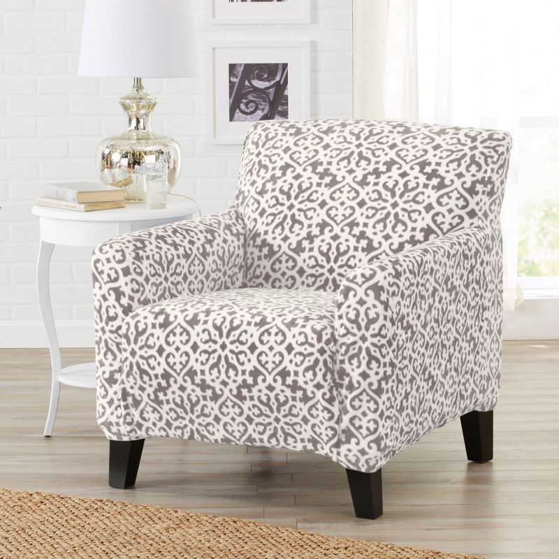 Great Bay Home Stretch Velvet-Plush Washable Chair Slipcover, 1 of 8
