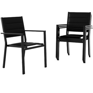 Stackable Patio Chairs Set of 4 - Outdoor Aluminum Dining Chairs with Armrest, 300Lbs Weight Capacity, Wider Seat for Balcony, Garden, Backyard - 1 of 4
