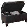 Ore International Double Cushion Storage Bench 16.75" Espresso: Upholstered Ottoman, Wood Composite Frame - 2 of 4