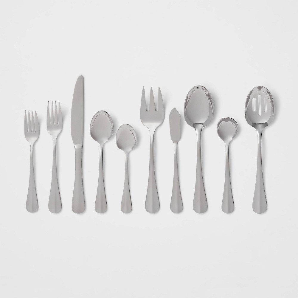 Photos - Cutlery Set 65pc Sussex Flatware Set Silver - Threshold™: Stainless Steel Silverware Service for 12, Dishwasher-Safe