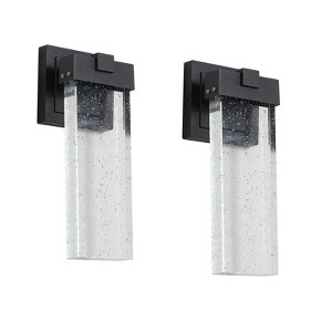 Dolonm 2-Pack Outdoor Wall Light Fixture, Weatherproof LED Wall Sconce with Bubble Crystal and Light Sensor - 12W Per Lamp - 1 of 4