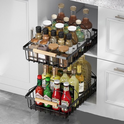 WhizMax Pull Out Cabinet Organizer, No Drill Pull Out Shelves For Cabinets Multifunctional Sliding Mesh Cabinet Basket For Kitchen Pantry Bathroom Bedroom — фото 4