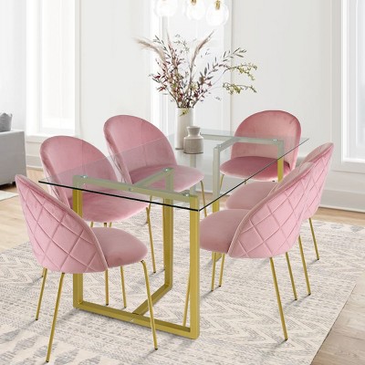 Dining table and chairs pink hot sale