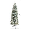 7ft. Slim Flocked Fir Artificial Christmas Tree with 300 Warm White LED Lights & 995 Branches – Sleek Winter Holiday X-Mas Glow - 2 of 4