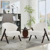 Mid Century Accent Chair, Teddy Velvet/Linen/PU, Wood Frame, Multiple Colors - 4 of 4