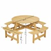 VisioGear Patio Picnic Table, 8 Person Round Picnic Table with 4 Built-in Benches, Picnic Table with Umbrella Hole, Yellow, 70.08"*70.08"*27.17" - 2 of 4