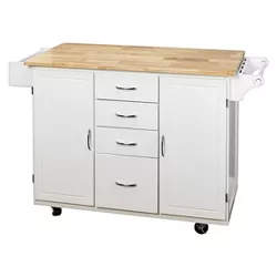 Cottage Country Wood Top Kitchen Cart - Buylateral