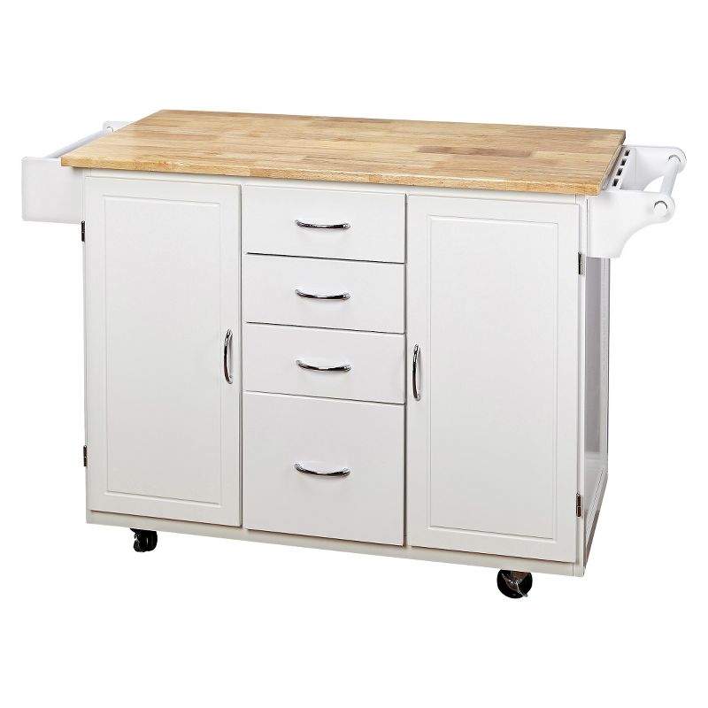 Cottage Country Wood Top Kitchen Cart White - Buylateral, 1 of 7