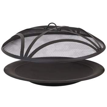 Sunnydaze Outdoor Replacement Steel Fire Pit Bowl with Spark Screen - Black