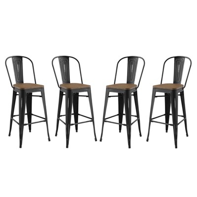 Set of 4 Promenade Barstool Black - Modway