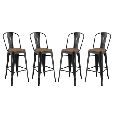 Set of 4 Promenade Barstool Black - Modway