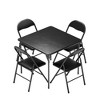 VECELO 5-Piece Folding Card Table and 4 Chairs, Foldable with Padded Upholstery Tabletop, Black - 2 of 4
