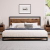 Metal Platform Bed Frame with Wooden Headboard and Footboard No Box Spring Needed Easy Assembly Rustic Brown - 3 of 4
