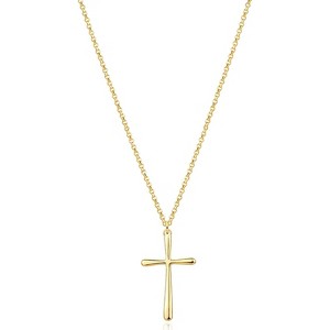 Cross Necklace 14K Plated Dainty Chain, Minimalist Faith Pendant Religious Prayer Jewelry Gift - 1 of 4