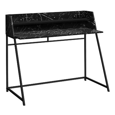 Monarch Specialties Computer Desk Home Office Laptop Storage Shelves 48InchL Work Metal Laminate Black Marble Look Contemporary Modern