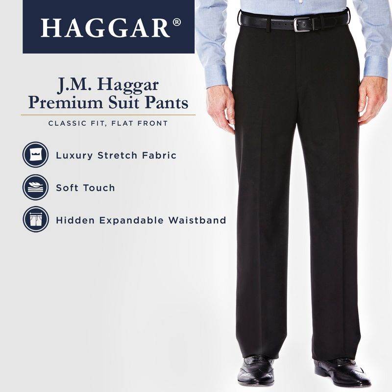Haggar Men's J.M. Haggar Premium Stretch Classic Fit Flat Front Dress Pant, 4 of 5