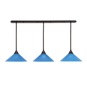 Toltec Lighting Stem 3 - Light Chandelier in  Dark Granite with 16" Blue Italian Shade - 1 of 1