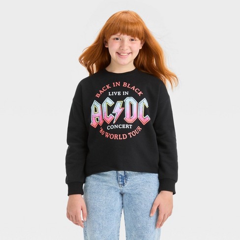 Girls' Cropped 'acdc' Sweatshirt - Art Class™ Black M : Target