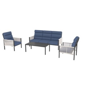 Cesicia 4-Piece Gray Patio Sofa Set With Side Table & Cushions for Relaxing in Your Backyard, Porch, Poolside - 1 of 4