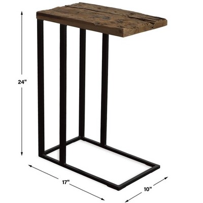 Reclaimed Wood and Black Iron Rectangular Accent Table