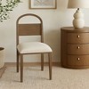 Wood Arch Back Chair Set of 2, Toffee Finish with White Sand Upholstered Seat, Oak Veneers, Transitional Dining Chairs - 3 of 4