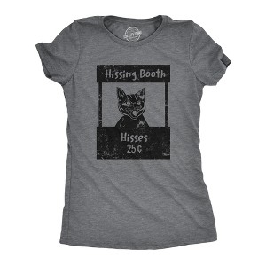 Womens Hissing Booth T Shirt Funny Mean Kitten Hiss Joke Tee For Ladies - Crazy Dog Women's T Shirt - 1 of 4