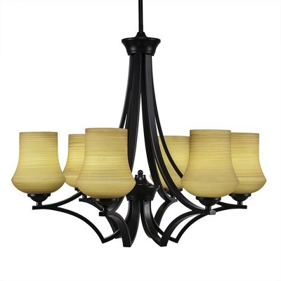 Toltec Lighting Zilo 6 - Light Chandelier in  Matte Black with 5.5" Zilo Cayenne Linen  Shade