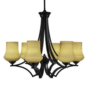 Toltec Lighting Zilo 6 - Light Chandelier in  Matte Black with 5.5" Zilo Cayenne Linen  Shade - 1 of 1