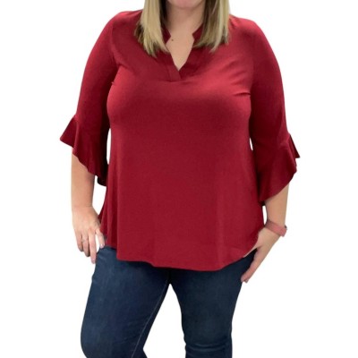 Women's Ruffle Sleeve Gabby Tunic Top - honeyme