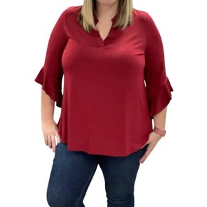 Women's Ruffle Sleeve Gabby Tunic Top - honeyme - 1 of 2