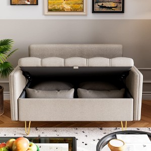 44.5 Inch Small Modern Loveseat Sofa Couch with Storage Under Seat Cushion - 1 of 4