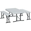 Outsunny 40 Inches Portable Camping Beer Table Set, 3-Piece Folding Picnic Table and Bench, White - 4 of 4
