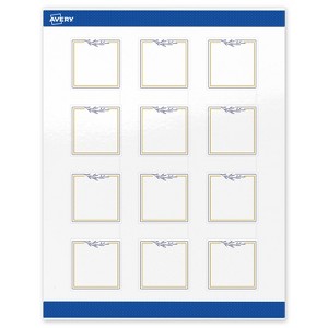 Avery 2" x 2" Labels, Gold & Navy Border with Florals, 120 ct - 1 of 4