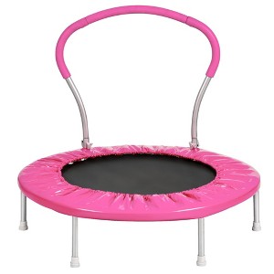 NAYSAYE Trampoline with Handle for Kids Indoor Outdoor Safe Play and Fun Exercise, Pink, 36.00"*32.50"*17.60" - 1 of 4