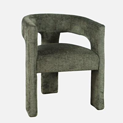 Forest Green Jacquard Fabric Modern Sculpted Accent Armchair