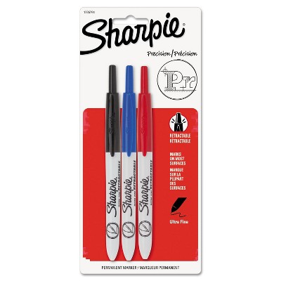 Sharpie Retractable Permanent Marker Ultra Fine Tip Black Blue Red 3/Set 1735794