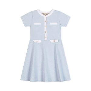 Hope & Henry Girls' Organic Short Sleeve French Terry Contrast Trim Dress, Kids - 1 of 4