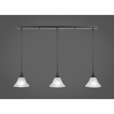 Toltec Lighting Any 3 - Light Chandelier in  Dark Granite with 7" Frosted Crystal Shade
