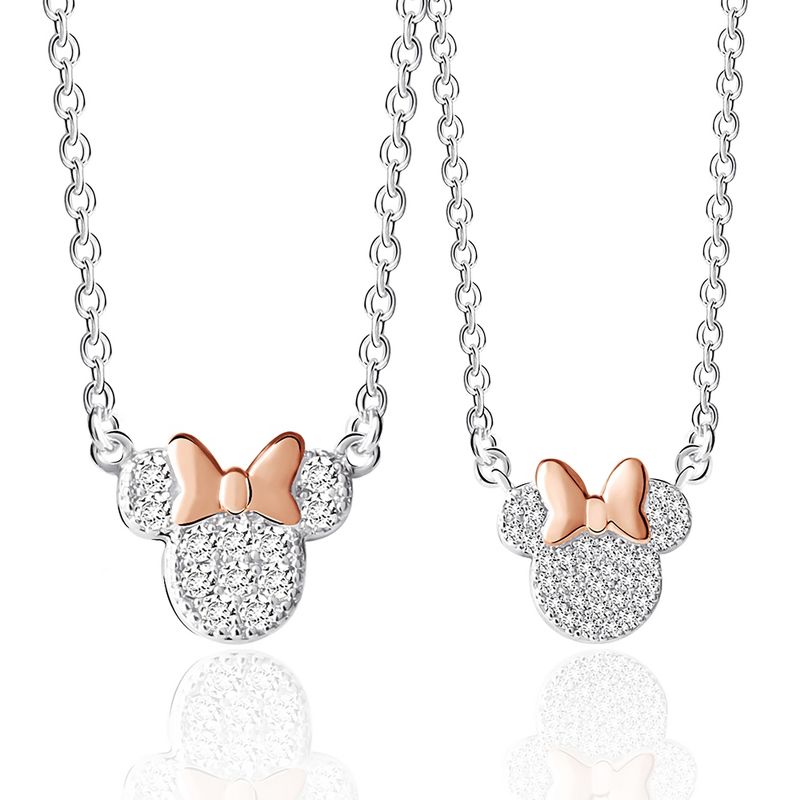 Disney Minnie Mouse Silver Plated Cubic Zirconia Mommy & Me Necklace Set, 1 of 5