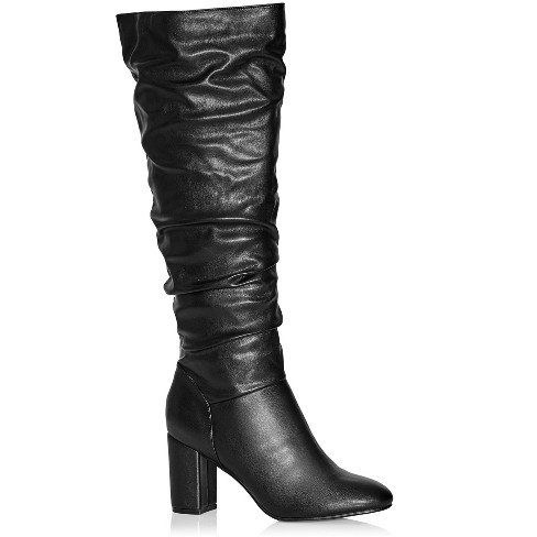 City Chic | Women's Wide Fit Petra Sleek Knee Boot - Black - 12w : Target