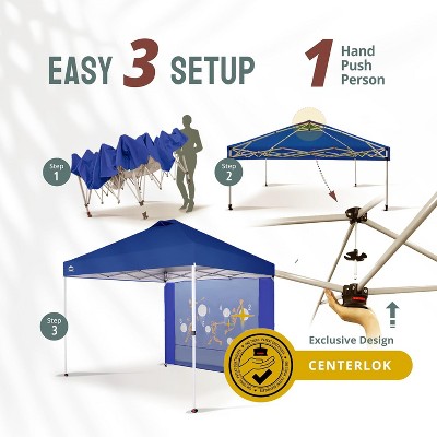 Blue 10x10 Pop-Up Canopy Tent with Game Netting and One Push Setup
