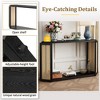 Narrow Console Table with Unique Irregular Top Design, Entryway Table with Open Shelf, Rattan Sofa Table for Living Room Hallway and Entrance (Black) - 4 of 4