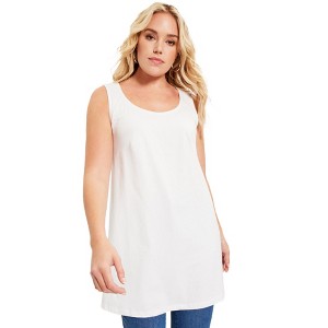 June + Vie by Roaman's Women's Plus Size Scoopneck One + Only Tunic Tank - 1 of 4