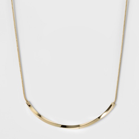 Two Row Rhinestone Chain Necklace - A New Day™ Gold : Target