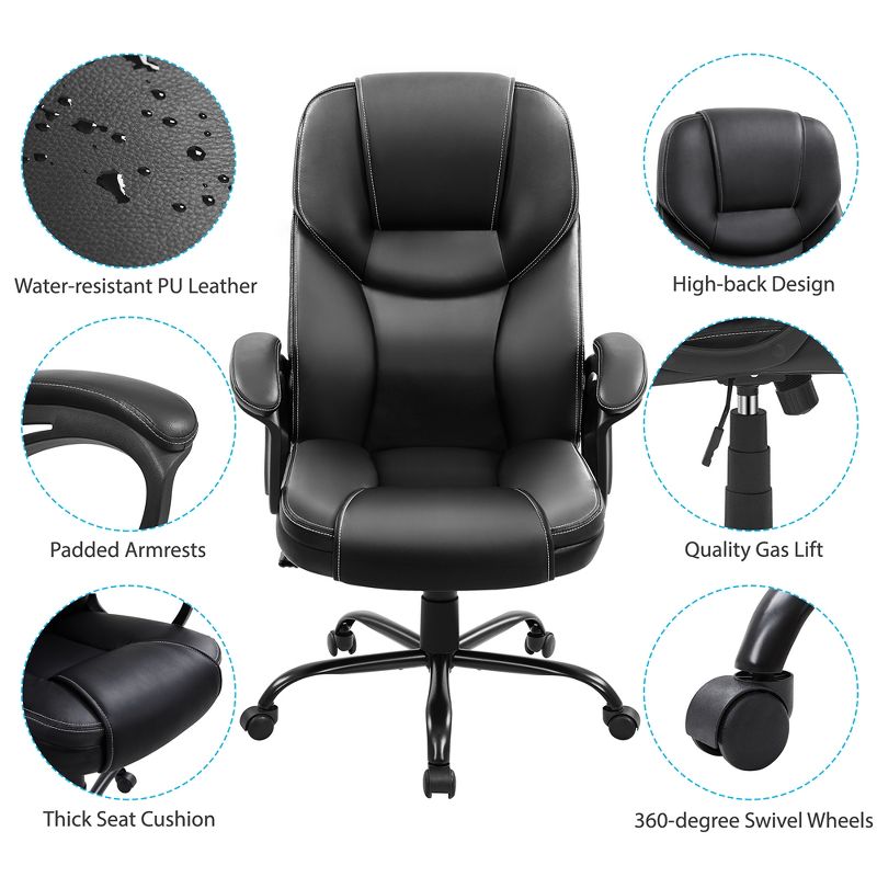 Yaheetech Faux Leather Executive Office Chair with Ergonomic High Back, 4 of 8