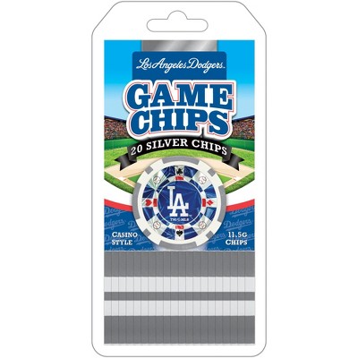 MasterPieces Casino Style 20 Piece 11.5 Gram Poker Chip Set MLB Los Angeles Dodgers Silver Edition